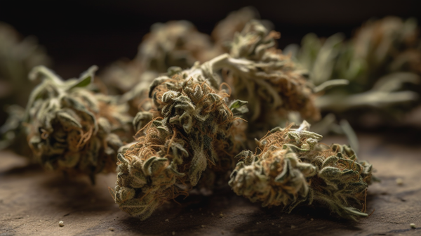 dried cannabis buds with vibrant green colors