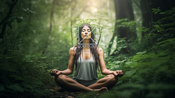 Meditating in forest