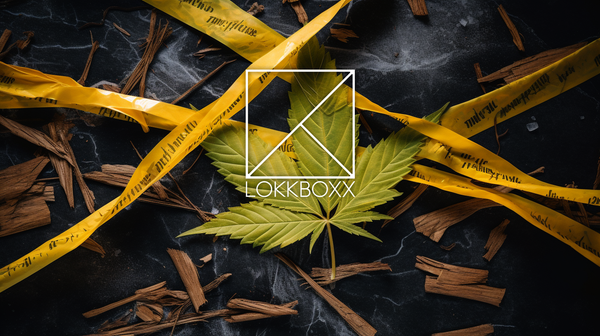 Marijuana leaf and police tape